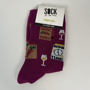Sock It To Me Womens Crew Socks It's Wine Time Fun Novelty Socks‎ NWT
